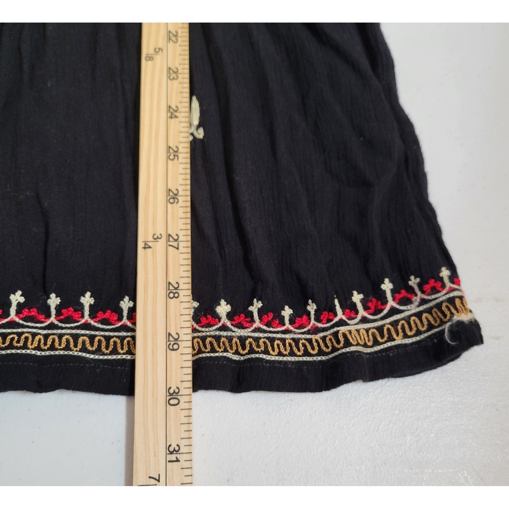 Geeta Women's 100% Rayon Blouse Tunic Black Embroidery Free Size Boho 0476 - Picture 5 of 10